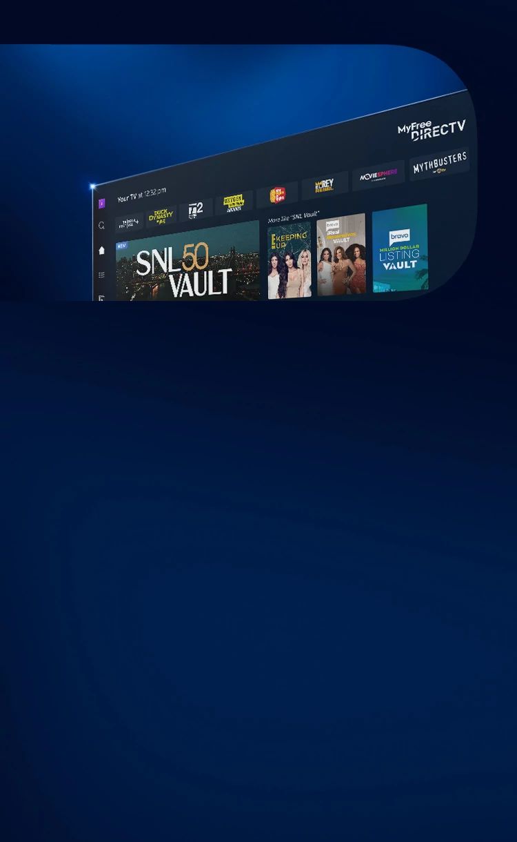 TV showing MyFree Directv entertainment.